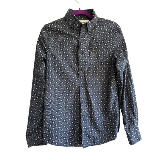 Ben Sherman Mens Novelty Print Beetles & Bugs Navy Button Down Size S - Picture 1 of 7